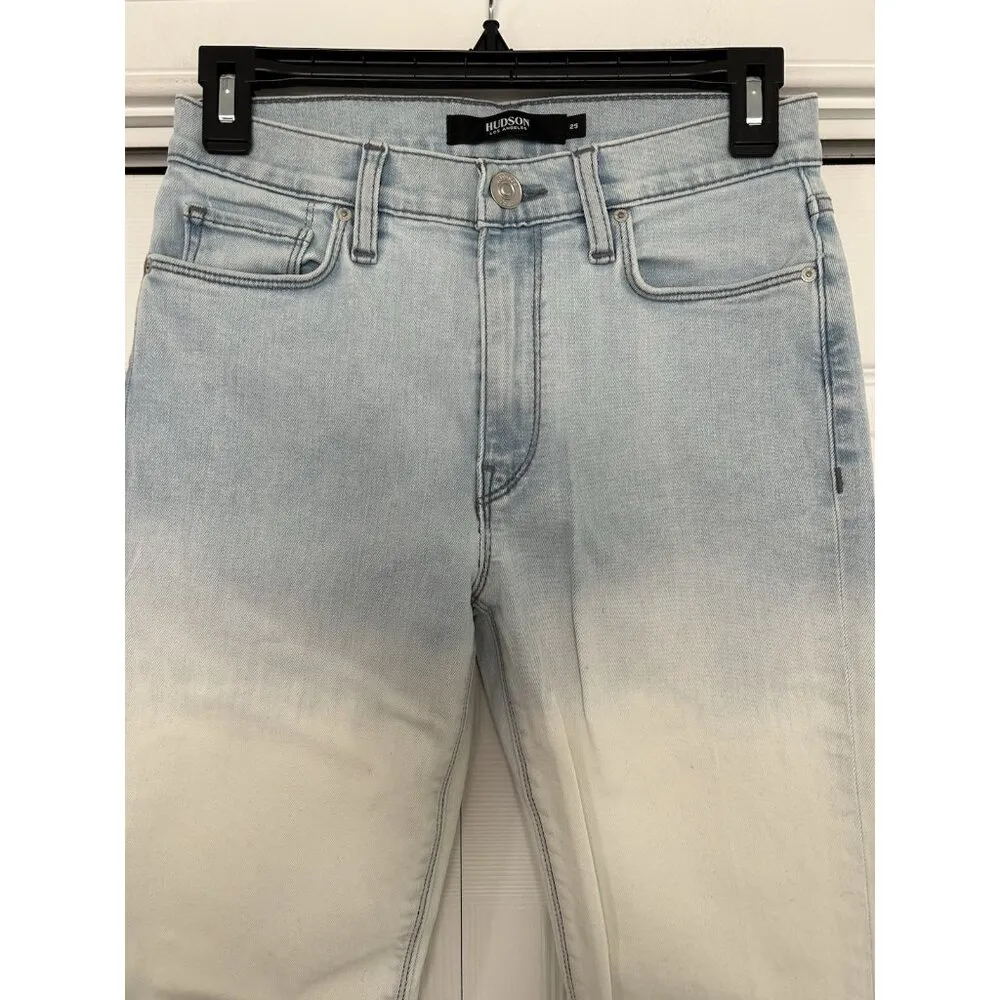 Hudson Jeans Drew Mid-Rise Flare Leg Crop Bleach Dip Blue Jeans Womens Size 25 - Image 2