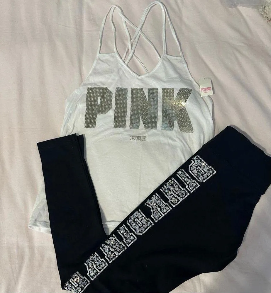 PINK Victoria’s Secret Bling Tank Top and leggings set - Image 3