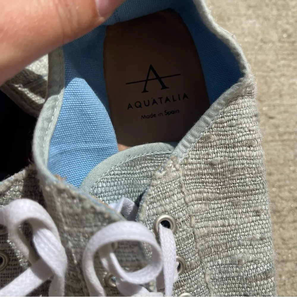 Aquatalia Women's Flyn Sneakers Canvas Platform Espadrille Lace Blue 8 - Image 8