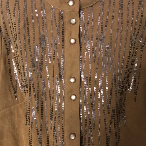 Bob Mackie Wearable Art' Jacket Chevron Sequined Front and Bell Sleeves XXS - Image 5