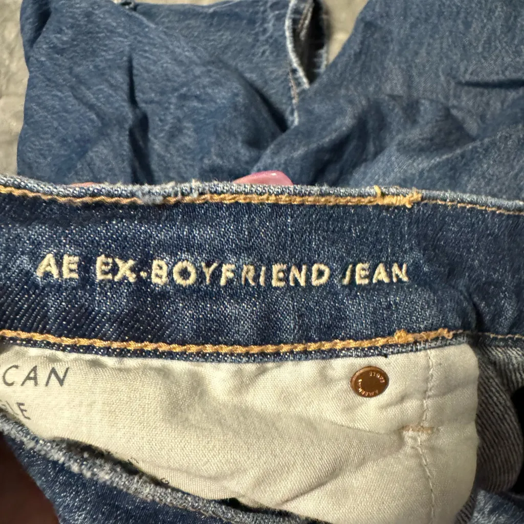 American Eagle Outfitters Ex Boyfriend Ripped Wide Leg Jeans - Dark Blue - Image 5