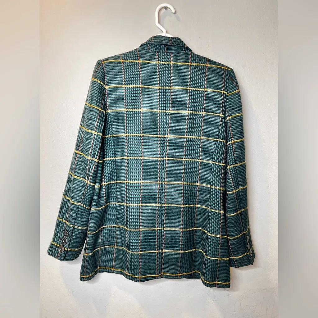 Anine Bing Madeline Blazer In Green Plaid Size Medium - Image 8