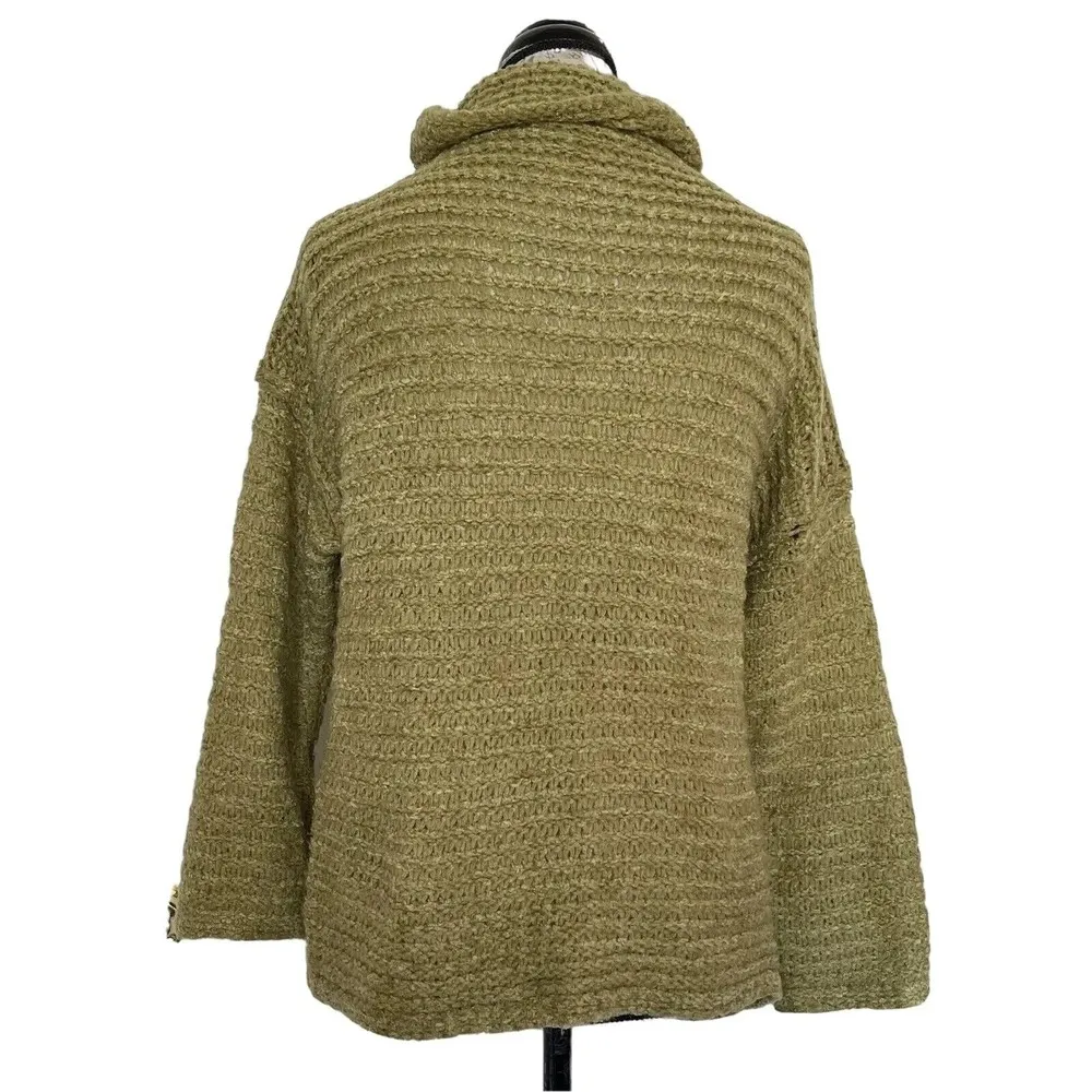 Aerie Womens Sweater Size XS Chunky Knit High Neckline Mock Green Oversized Soft - Image 3