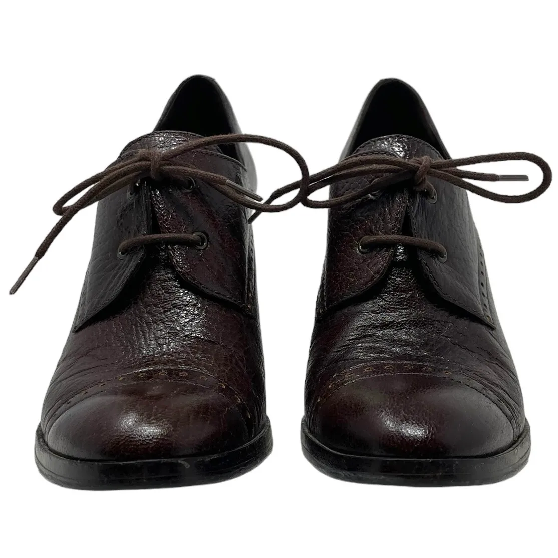 Banana Republic Vintage  Women’s Size 6.5 Brown Leather Oxford Ankle Stack Heel - Image 2