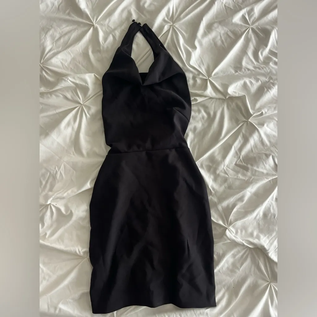 Elegant Black Backless Halter Dress Size XS - Image 4