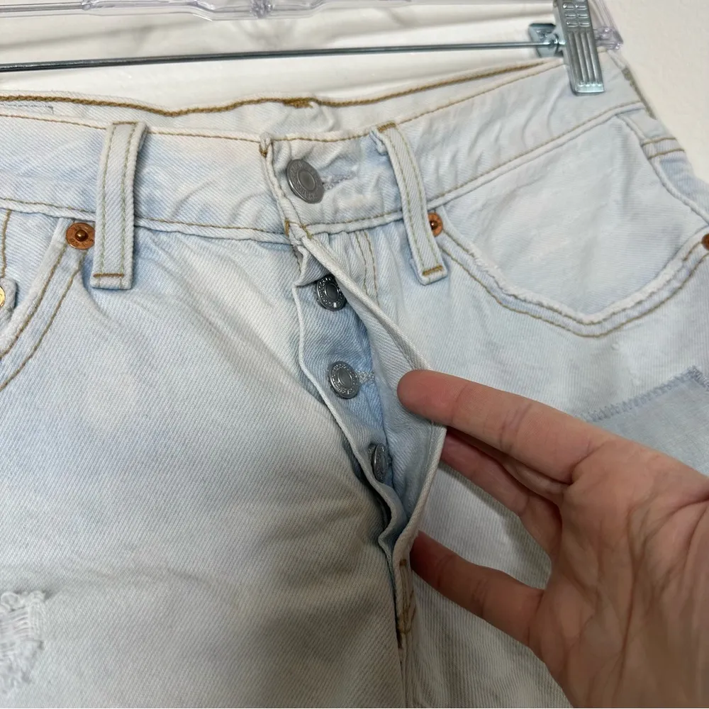 Levis Button Fly Denim Cutoff Shorts 26 - Image 3