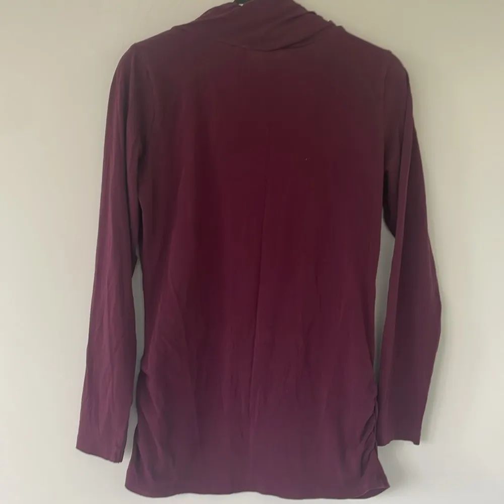 CAbi Twisted Cowl Neck Long Sleeve Cotton Top in Merlot Large - Image 8
