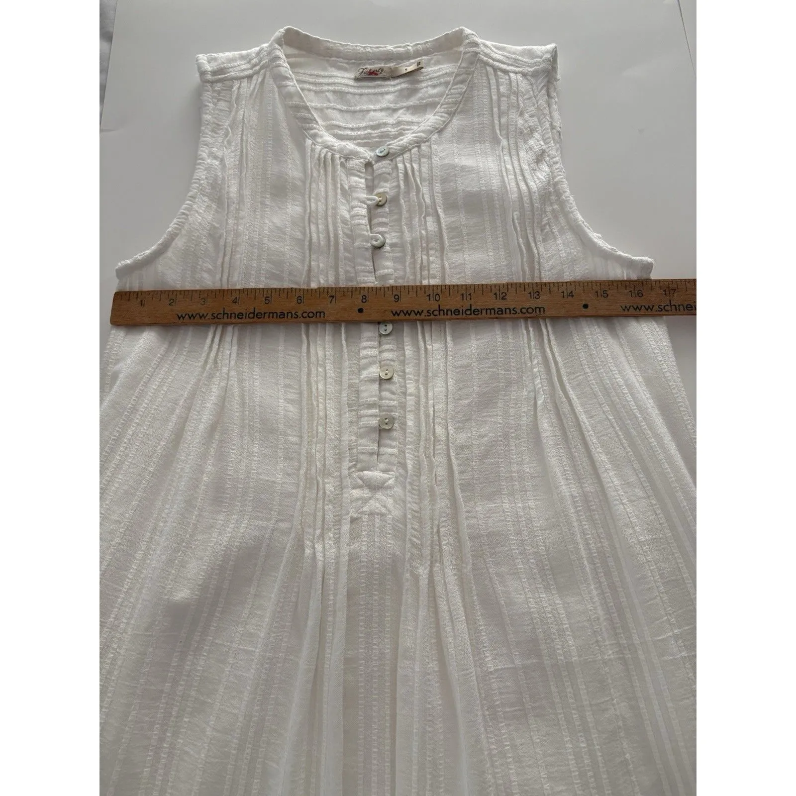 Faherty Isha Dress Womens Small White Organic Cotton Coastal Beachy Lagenlook * - Image 12