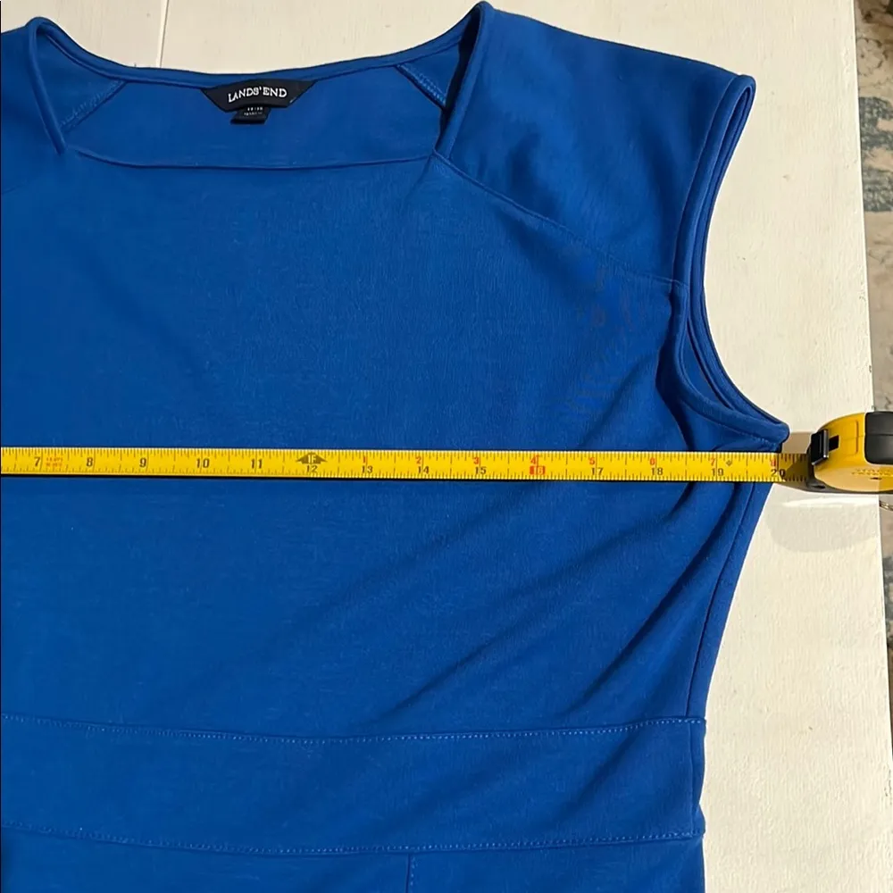 Lands' End Blue Ribbed Sheath Dress for Work Size 14 - Image 9