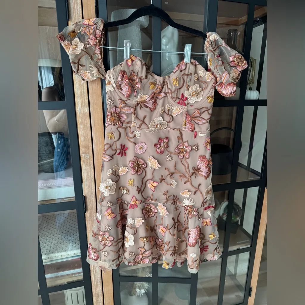 For love & lemons lace botanic dress sequins embellished embroidered floral mini - Image 8