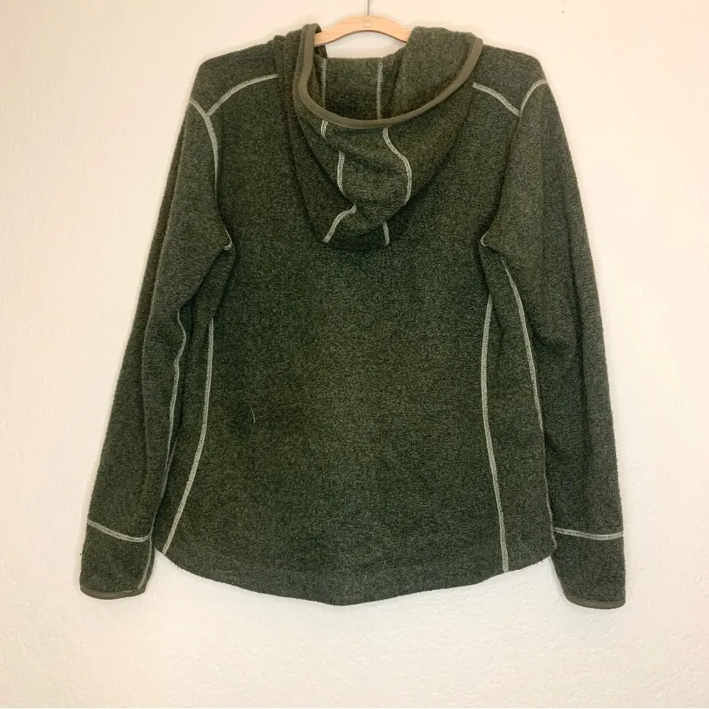 Kuhl Fleece Quarter Zip Hoodie Jacket Hunter Green Size L - Image 3