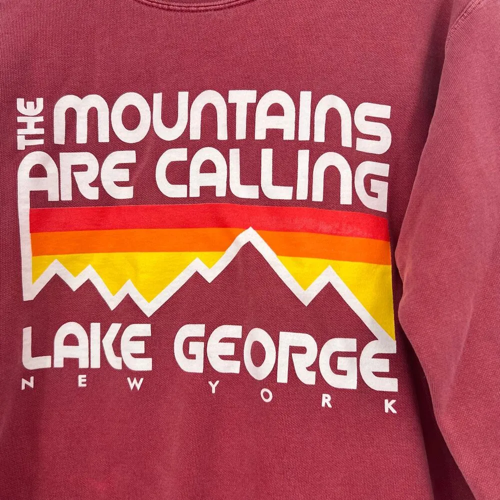 Lake George The Mountains Are Calling cape cod red sweatshirt pullover sz small - Image 3