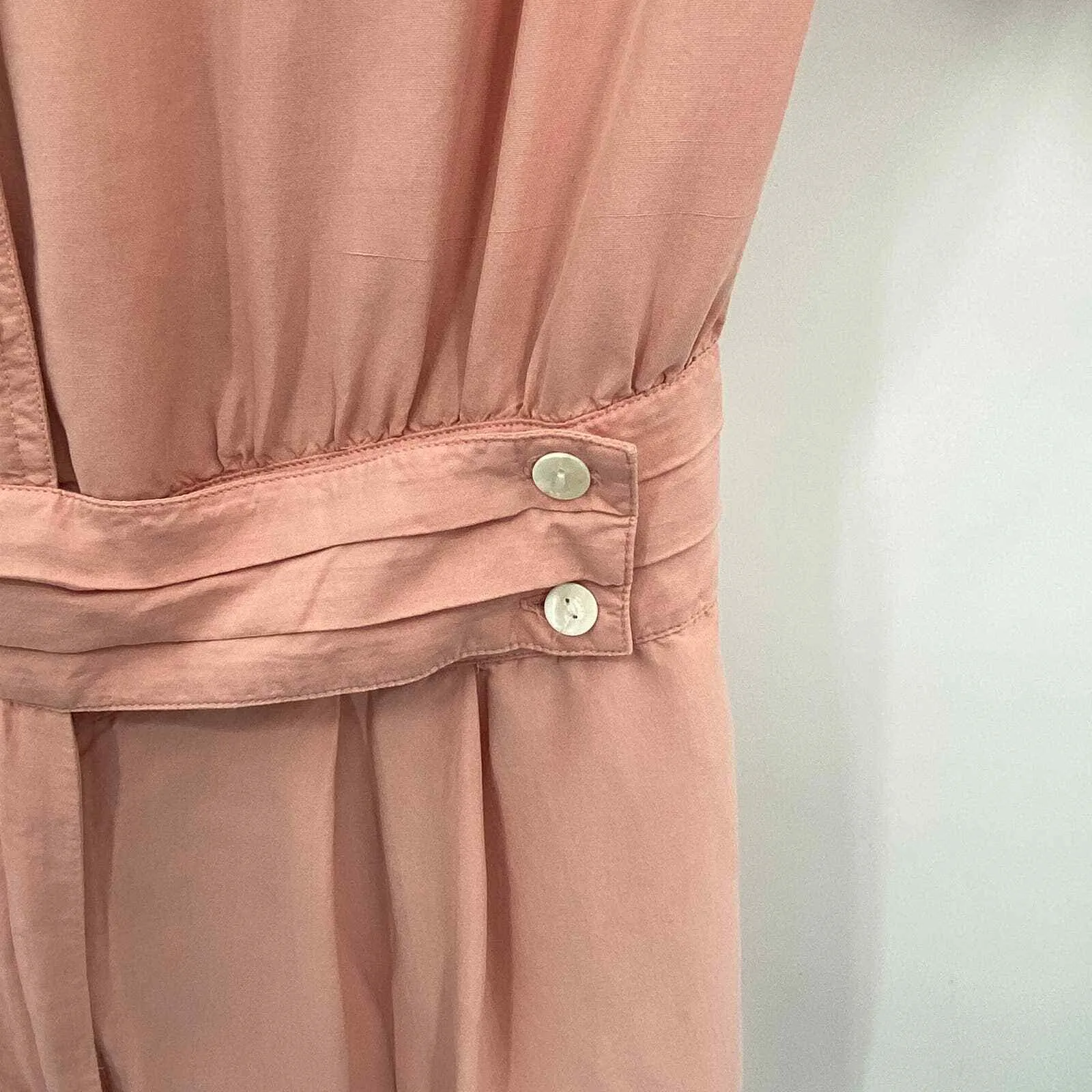 Vintage Albert Hei Coquette Romper Womens 8 Pink 100% Washable Silk Belt Pockets - Image 3
