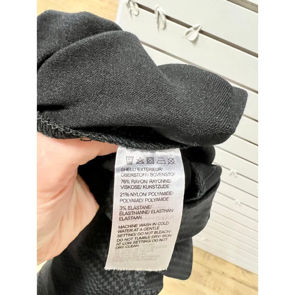 Saks Fifth Avenue Houndstooth High Rise Skinny Trouser  Pants Black Women Size M - Image 5