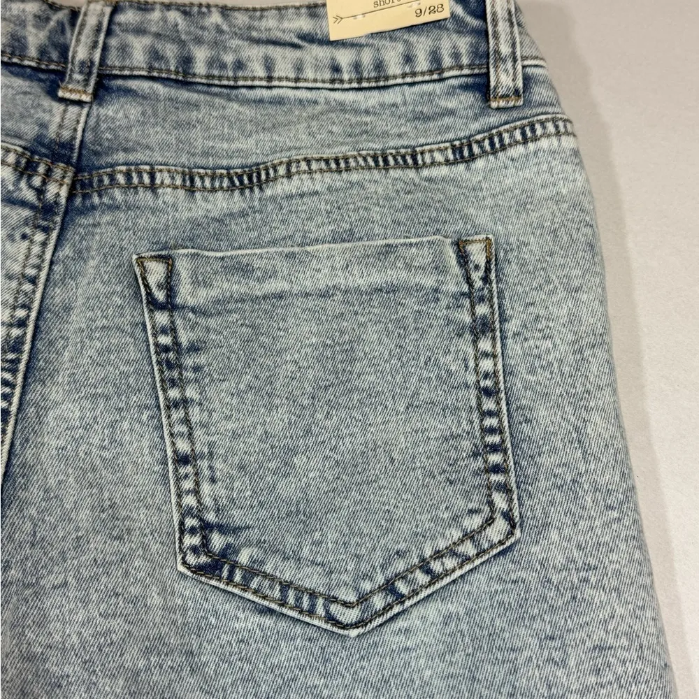 Blue High-Waisted Distressed Jean Shorts - Image 5