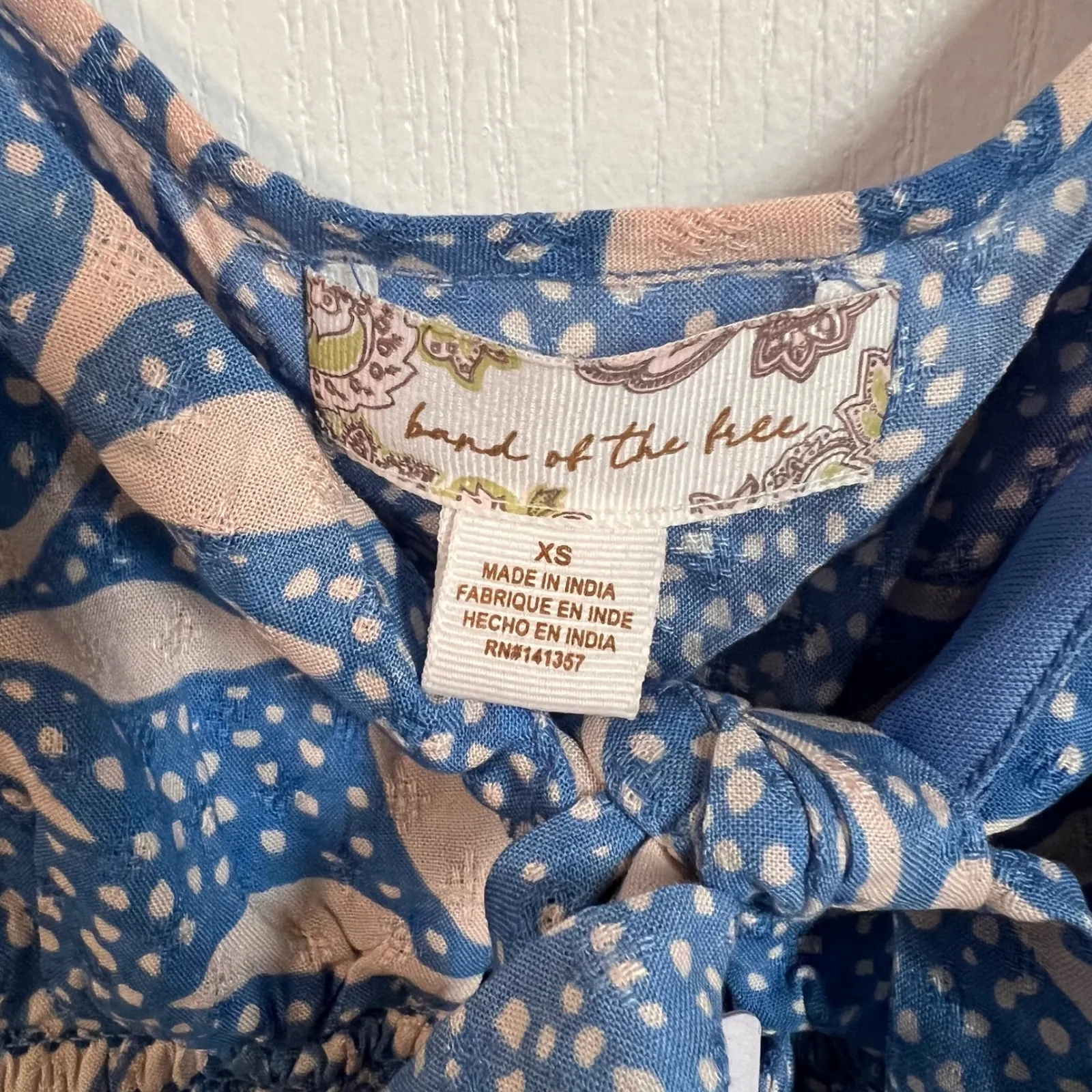 Band of the‎ Free Blue Floral Puff Sleeve Smocked Midi Dress Size XS NWT - Image 3