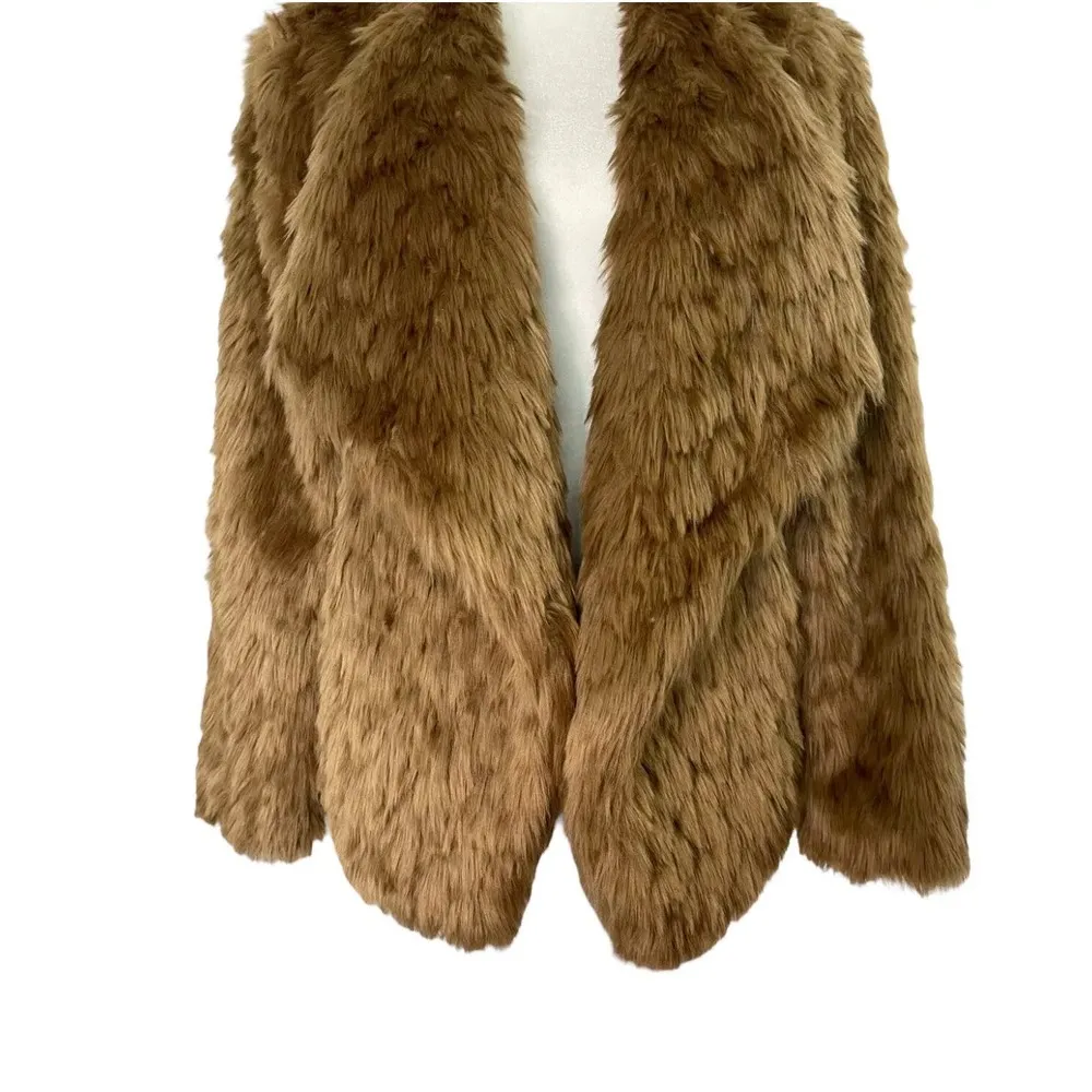 BB Dakota by Steve Madden Shag Faux Fur Taupe Jacket Coat Size Large - NWOT - Image 4