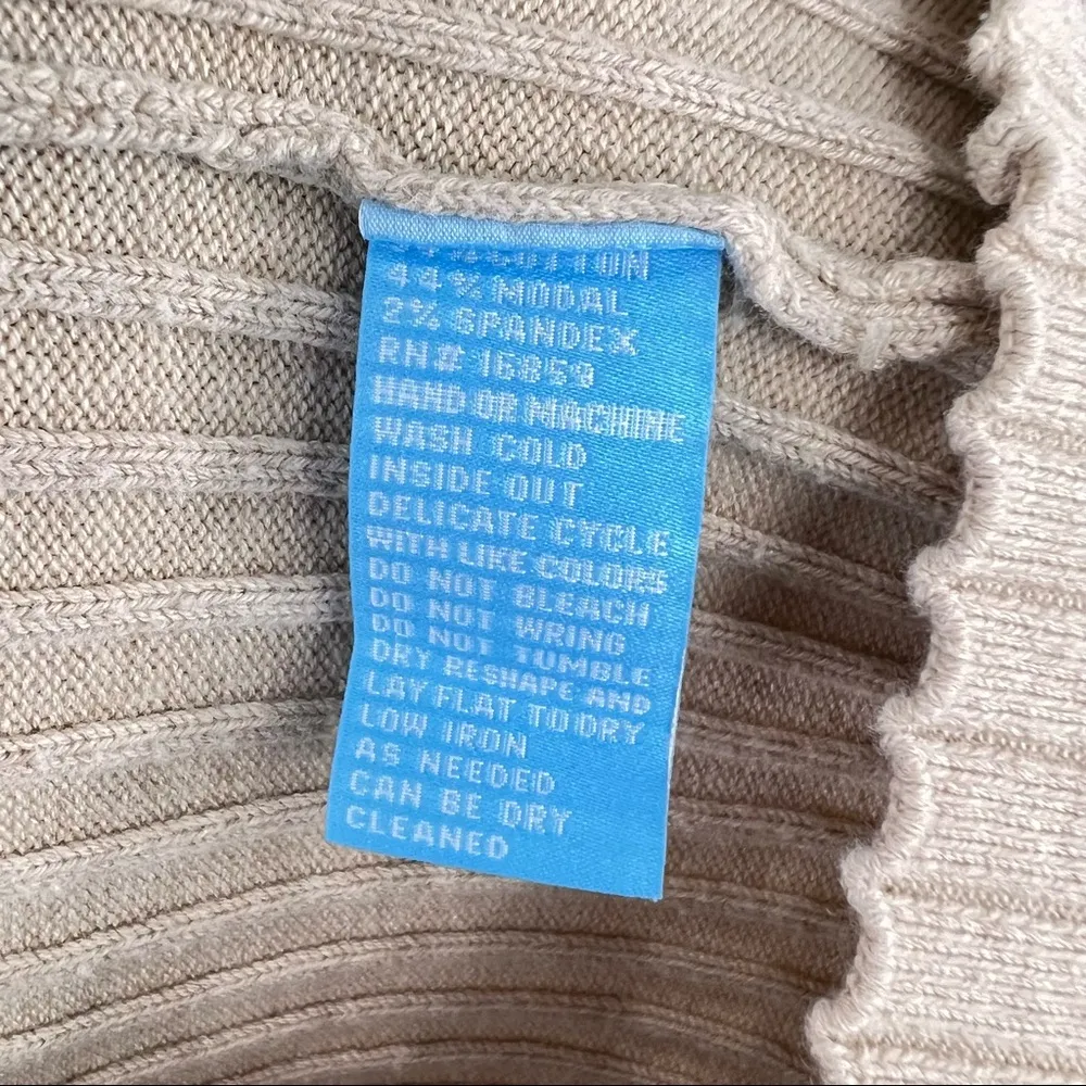 J. Mclaughlin Womens Full Zip Ribbed Tan Cardigan Size XL Closet Staple Casual - Image 5