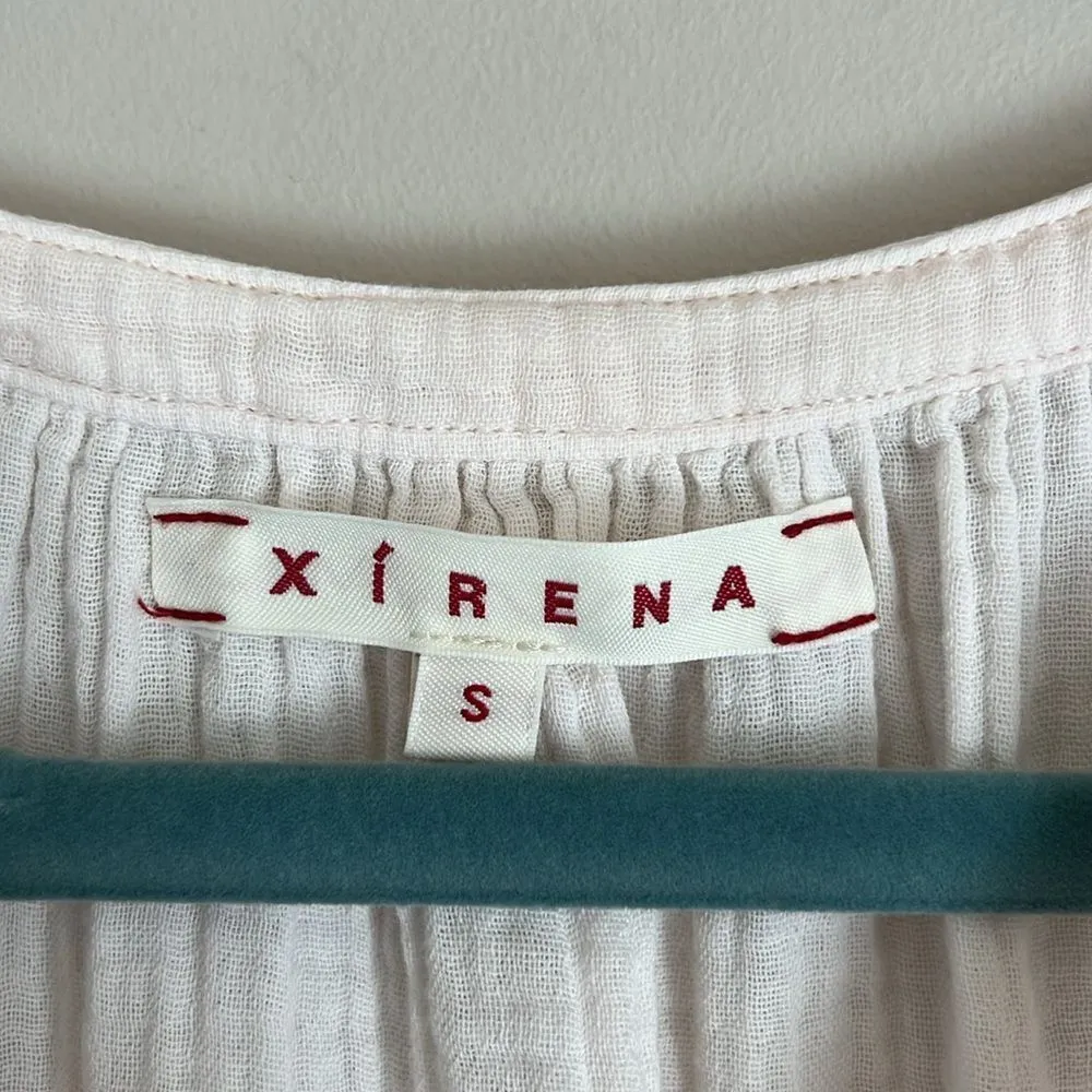 Xirena Gauze Cotton Ruffle Flutter Sleeve Top Blouse Size Small White - Image 6