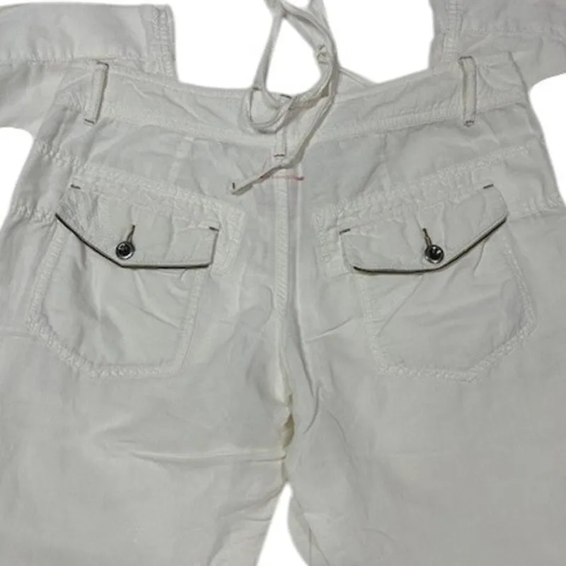 FREE PEOPLE Women's Low Rise Wide Leg Cotton Pants Sz 6 Relaxed Boho - Image 2