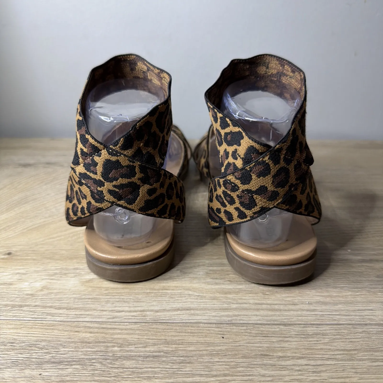 Steve Madden Effie Sandals Leopard Print Elastic Strap Cheetah Ankle Wrap 7.5M - Image 2