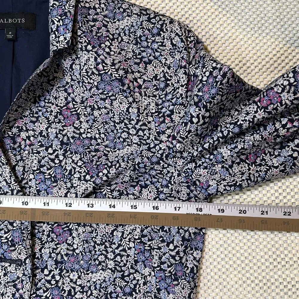 EUC Talbots Ditsy Floral Print Blazer Cotton Two‎ Button Jacket Womens 8 - Image 8