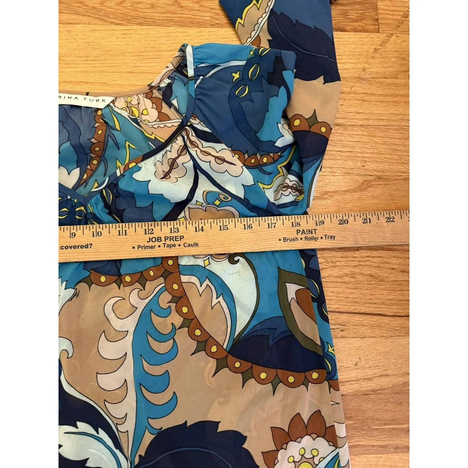 TRINA TURK WOMEN'S SZ S‎ PAISLEY 100% SILK 3/4 SLEEVE BOHO COASTAL RESORT BLOUSE - Image 7