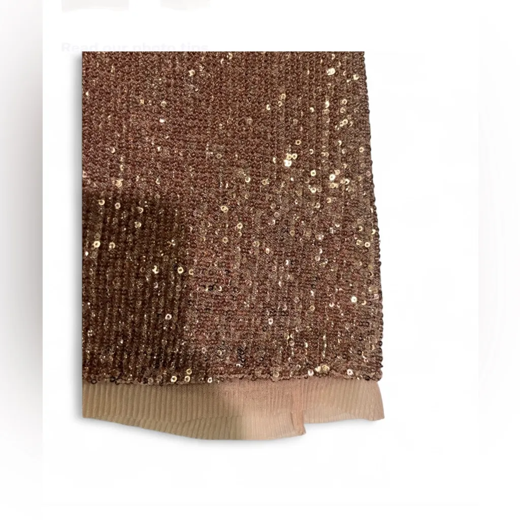 Free People Skirt sequin, velvet pink rose gold sz 10 - Image 3
