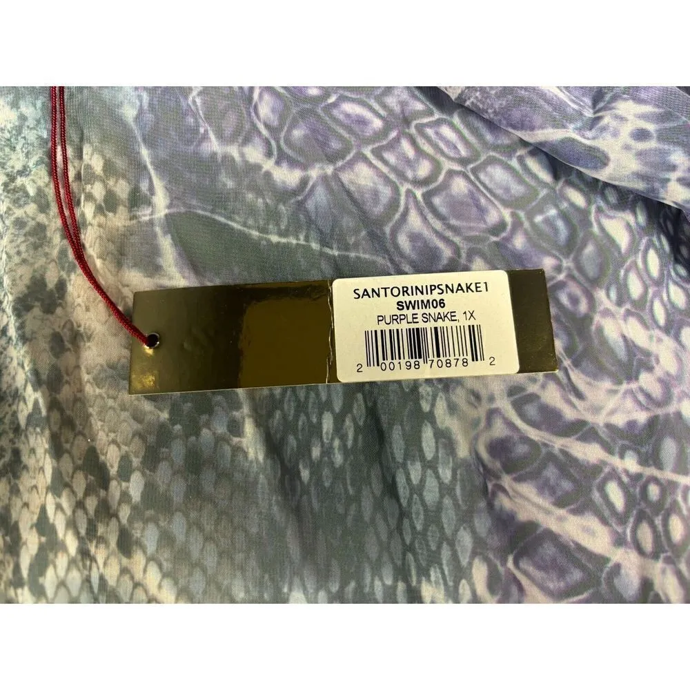 New Monif C Swimsuit w/Cover Up Plus Size 1X Havana Bandage Purple Snake Print - Image 14