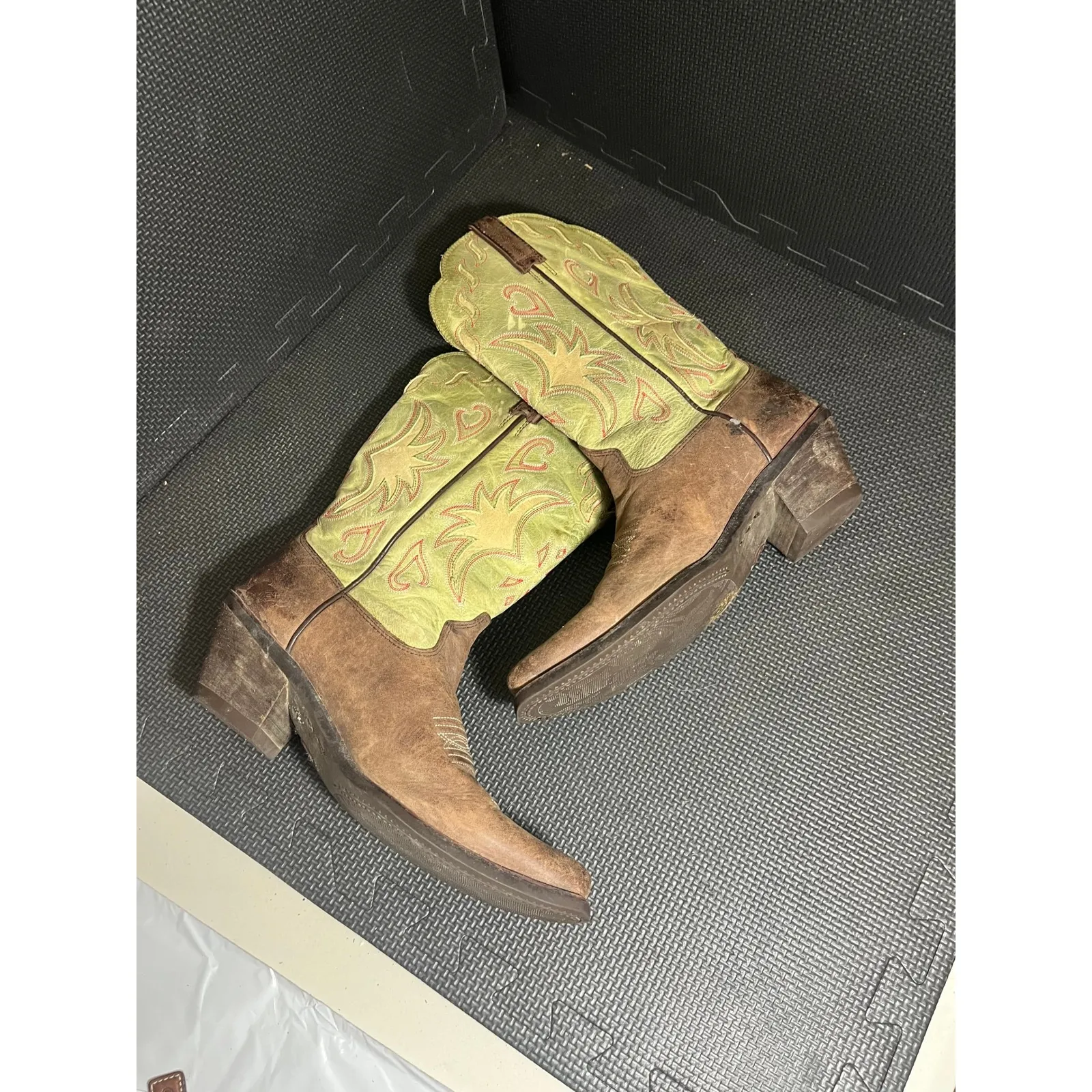 Womens Ariat 15771 Manzanita Green Leather Western Cowboy Snip Toe Boots Size 8 - Image 4