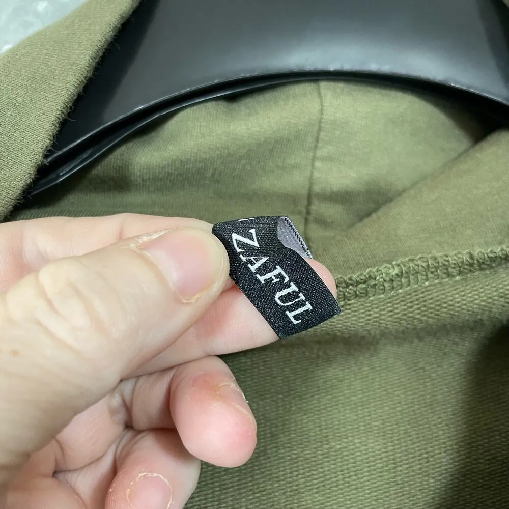 Zaful Women's Army Green Plus Size Cropped Sweatshirt - Size 3X - Cowl Neck Top - Image 5