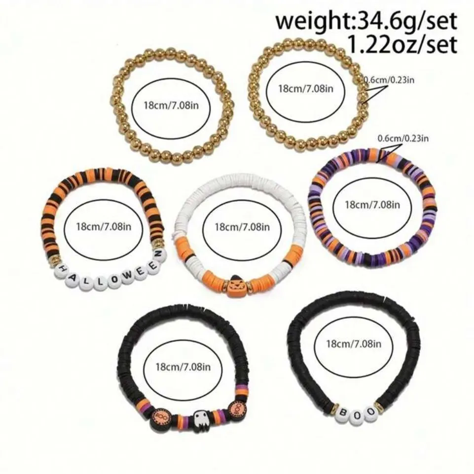 Halloween Themed Beaded Bracelets Black - Image 3