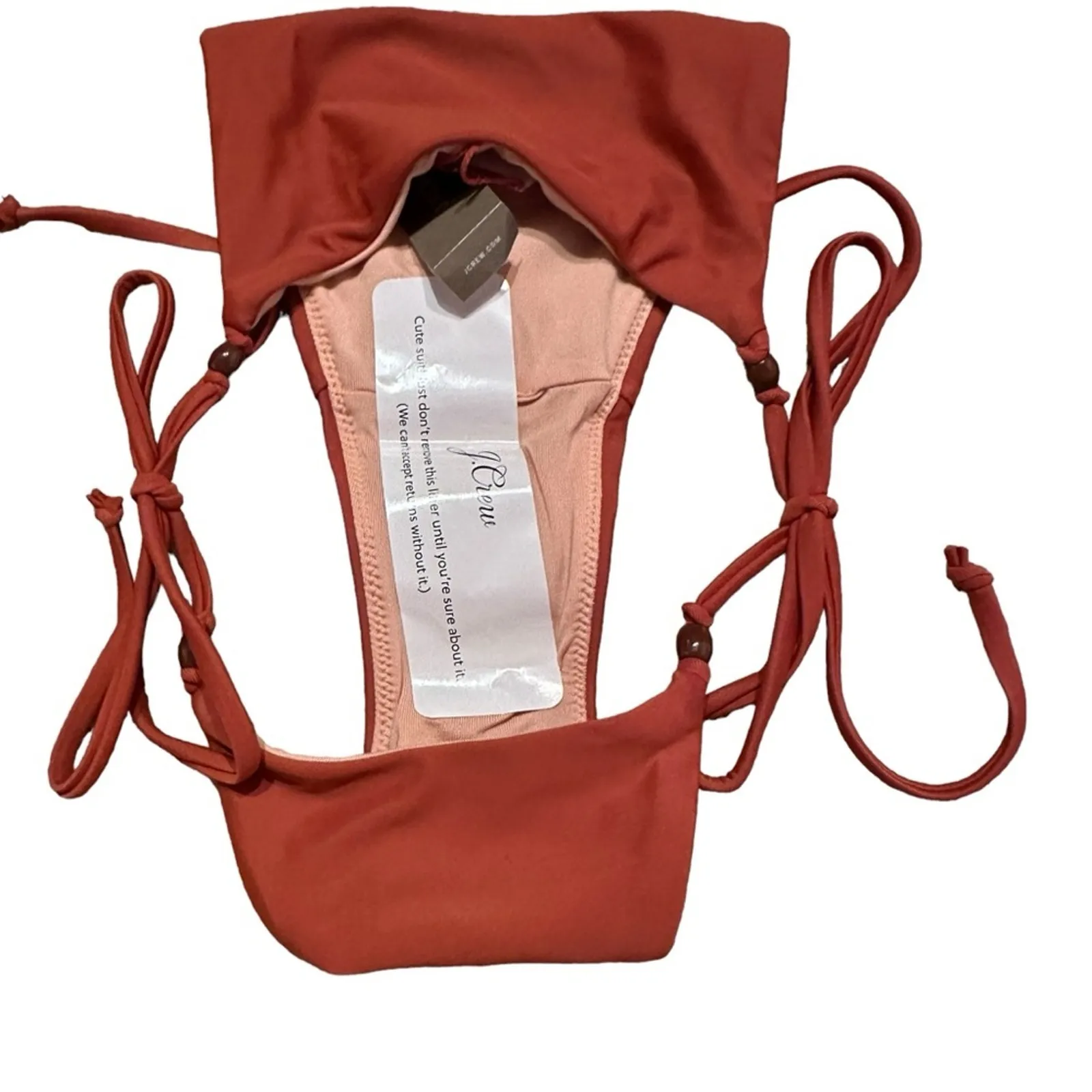 J. Crew‎ Curved-Waist Cheeky String Swim Bikini Bottom w/ Beads Sz XXS NEW - Image 3