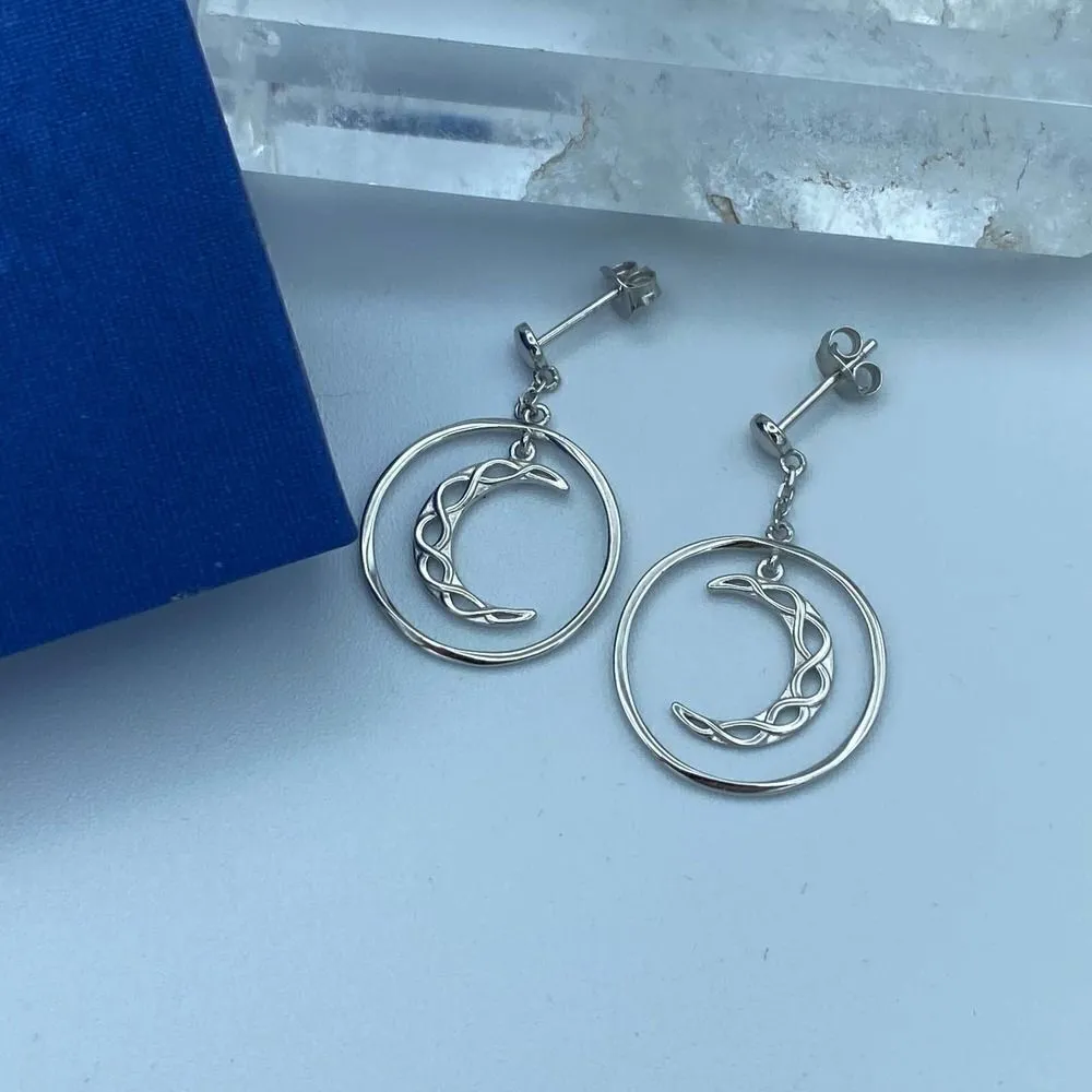 Sterling Silver Celtic Moon Earrings Silver - Image 3