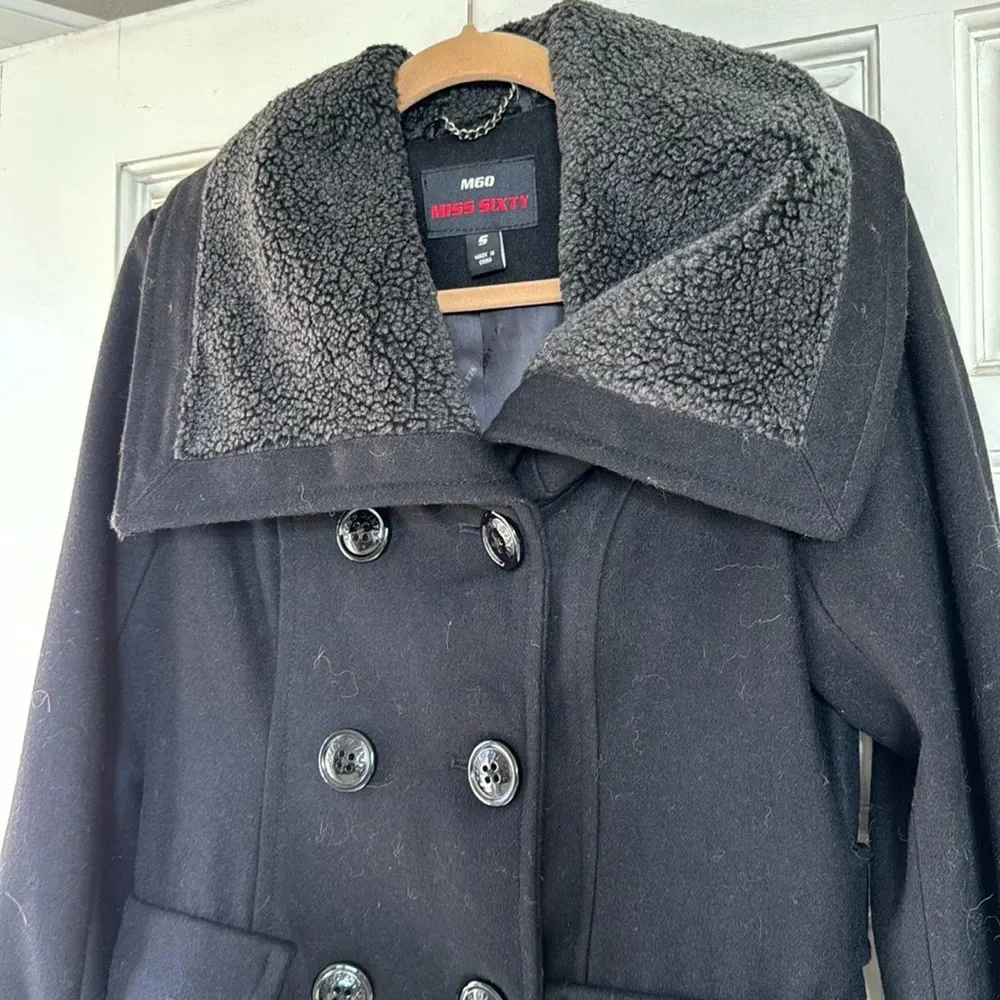 Miss Sixty  Overcoat Jacket Black Wool Womens S - Image 4