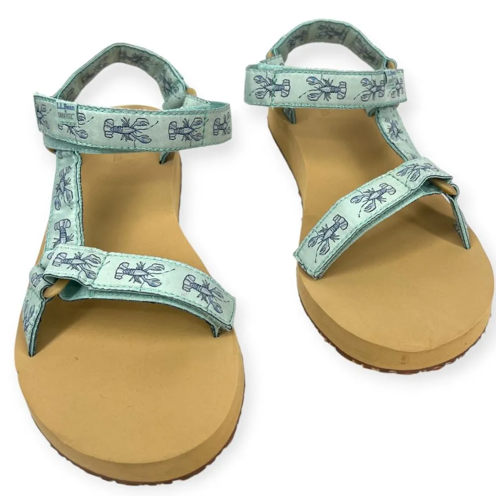 New L.L. Bean 10 Women's Maine Isle Four-Point Sandals, Sara Fitz Print Nylon - Image 2
