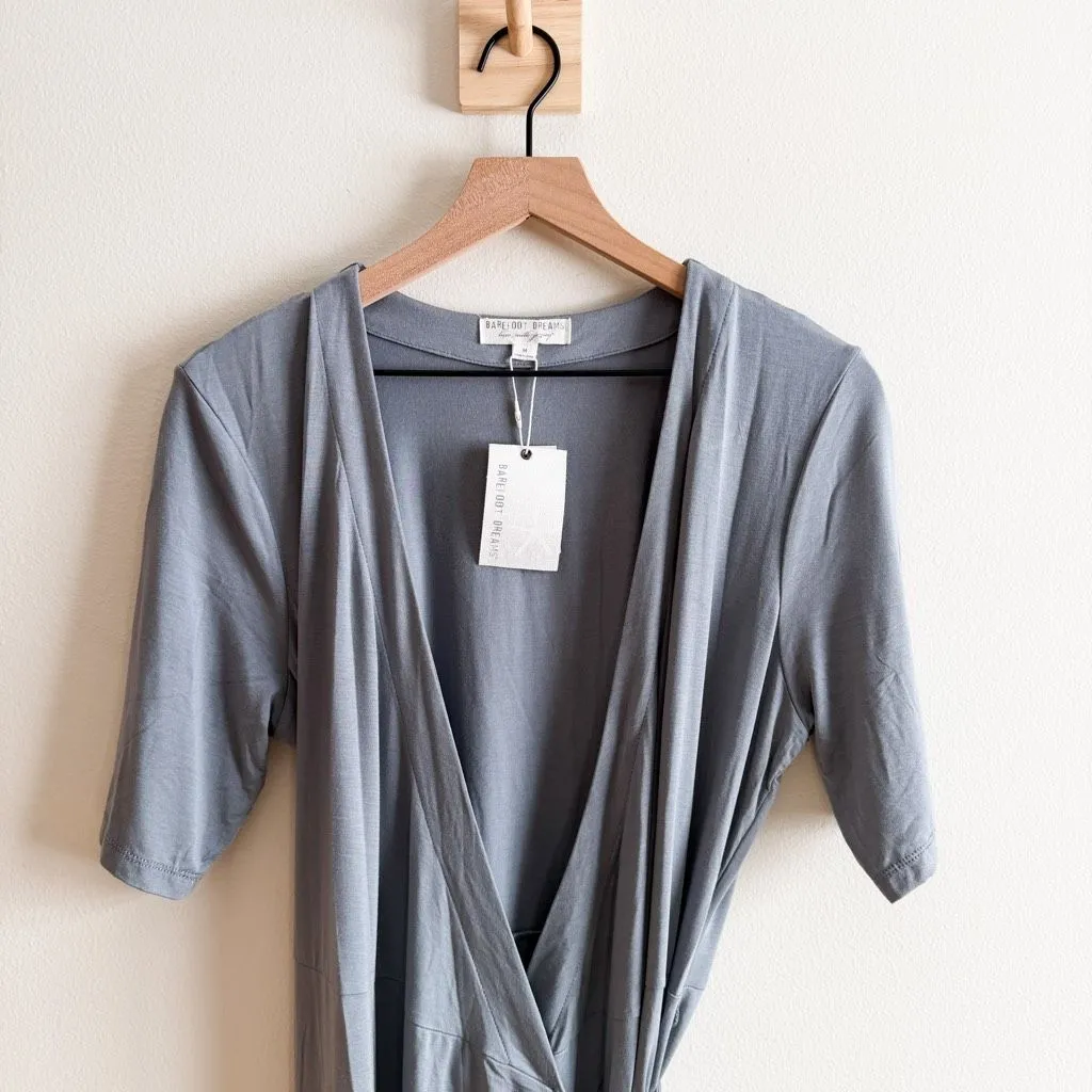 New Barefoot Dreams Luxe Milk Jersey 3/4 Sleeve Wrap Dress Size M - Image 3