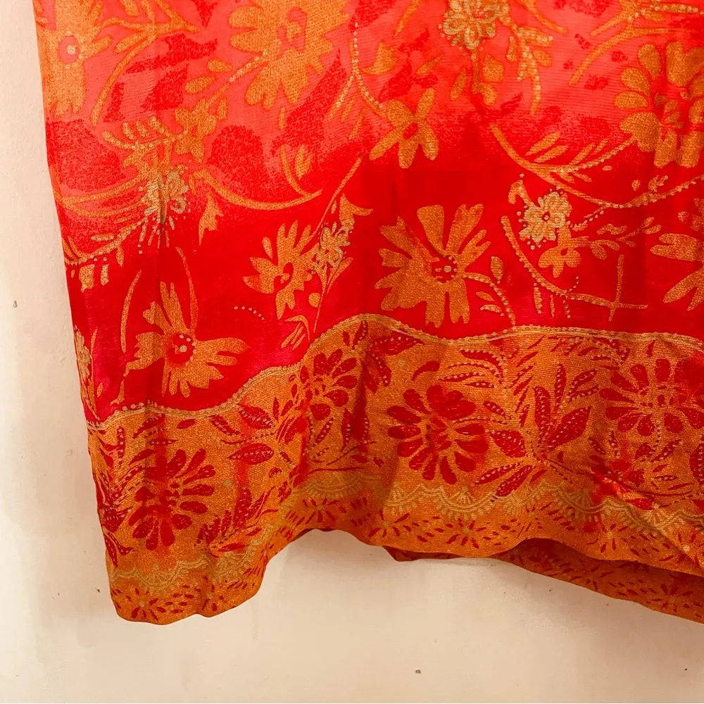 Ruth Norman Vintage Caftan Pink and Orange Floral Maxi Tunic Dress size XL - Image 9