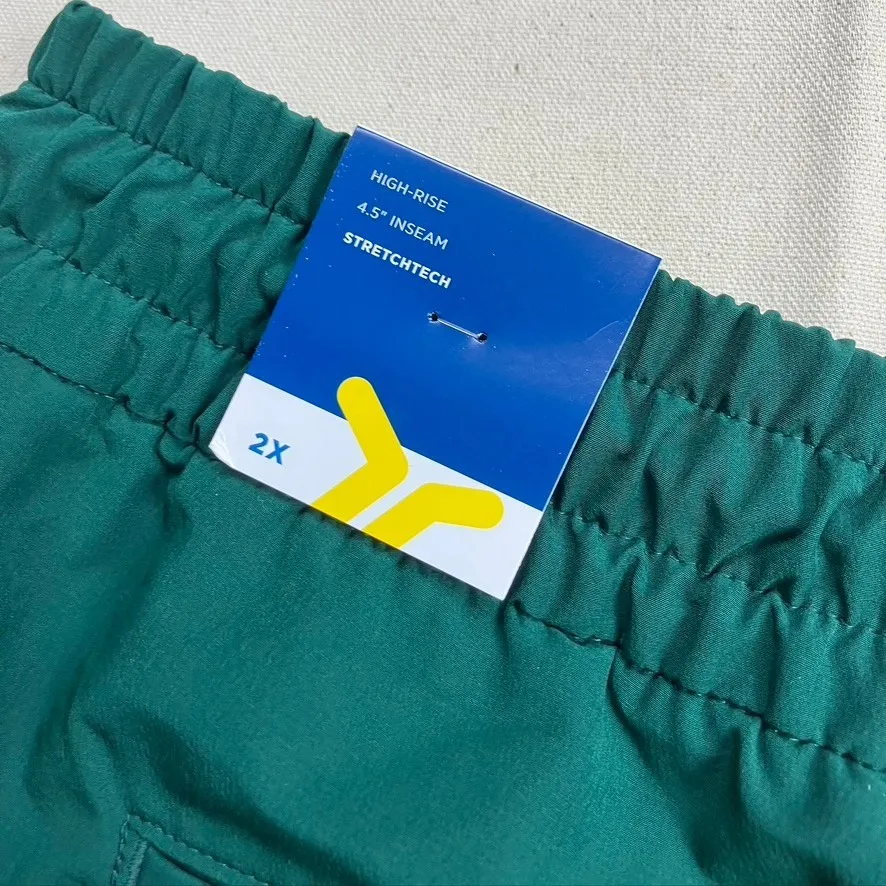 Athletic Shorts Green Teal StretchTech Go H2O High Rise Pocket Fits Phone 2X New - Image 8