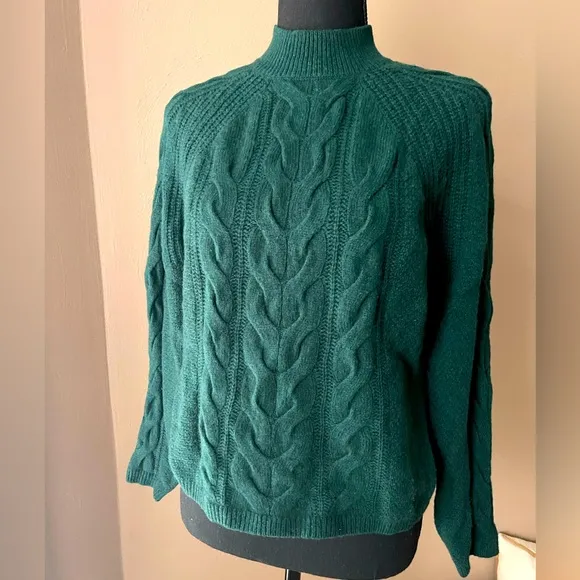 Banana Republic Women’s Italian Wool Sweater with Mock and Cable - Image 2