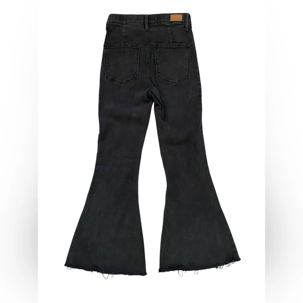 Judy Blue High Waist Super Flare Black Stretch Pull On Jeans Raw Hem Size 1/25 - Image 2