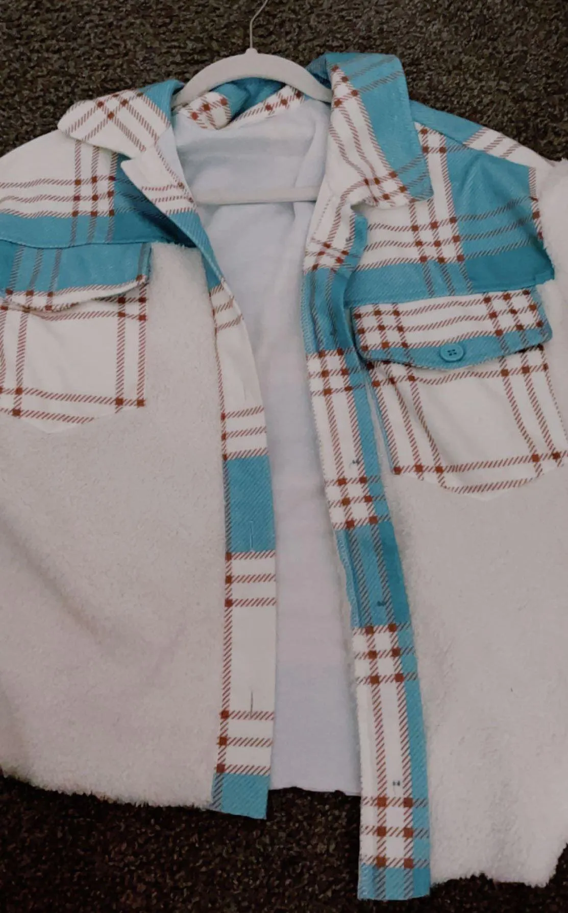 Fuzzy Plaid Coat Multiple - Image 2