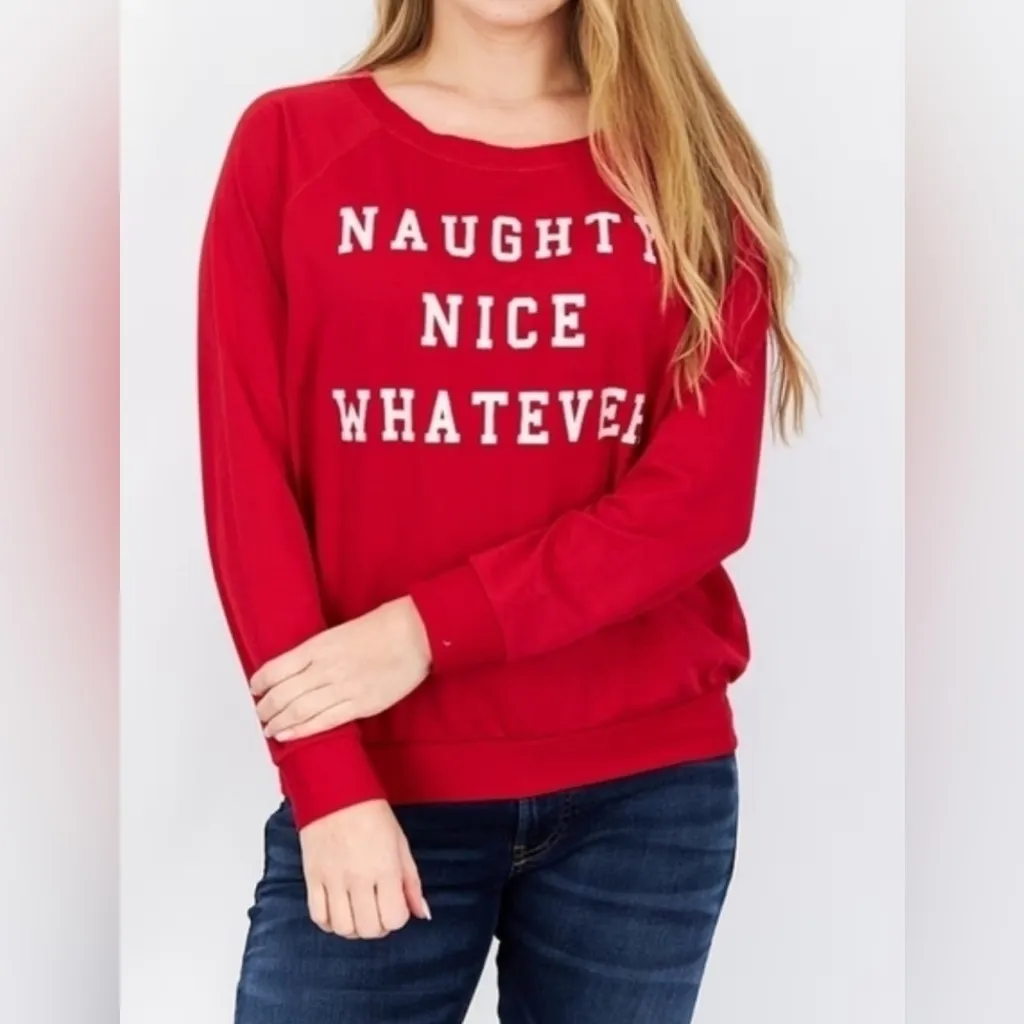 NWOT Prince Peter Collection Naughty Nice Whatever Christmas Crewneck In Red - Image 2