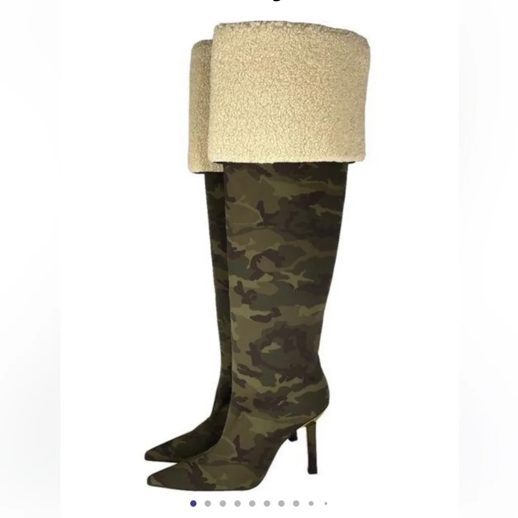 Good American Camo Sherpa Kickstand Over the Knee Boots NEW size 6.5 $250 RARE - Image 4