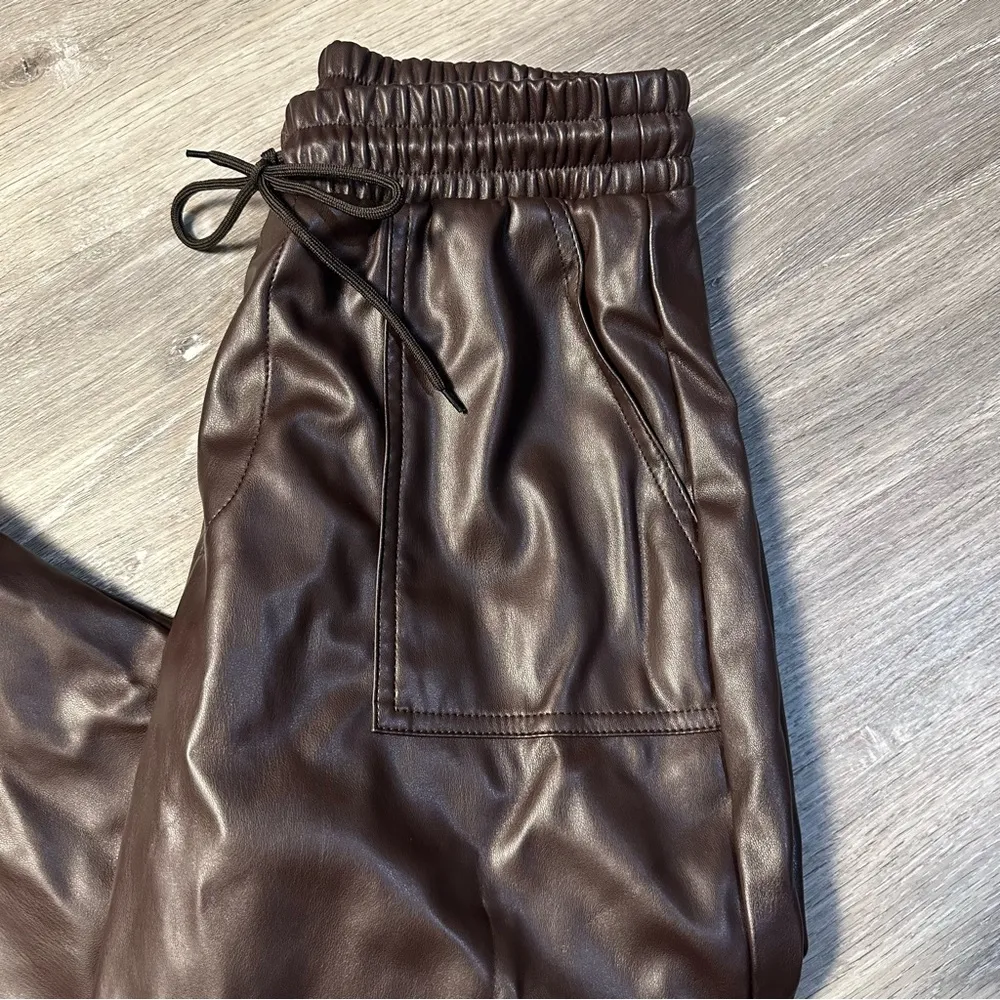 BCBGeneration Brown Faux Leather Jogger Pants - Image 2