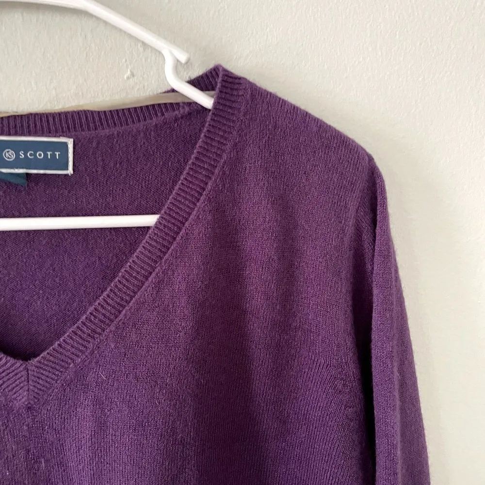 Karen Scott v-neck 3/4 sleeve sweater purple knit design winter top classic - Image 2