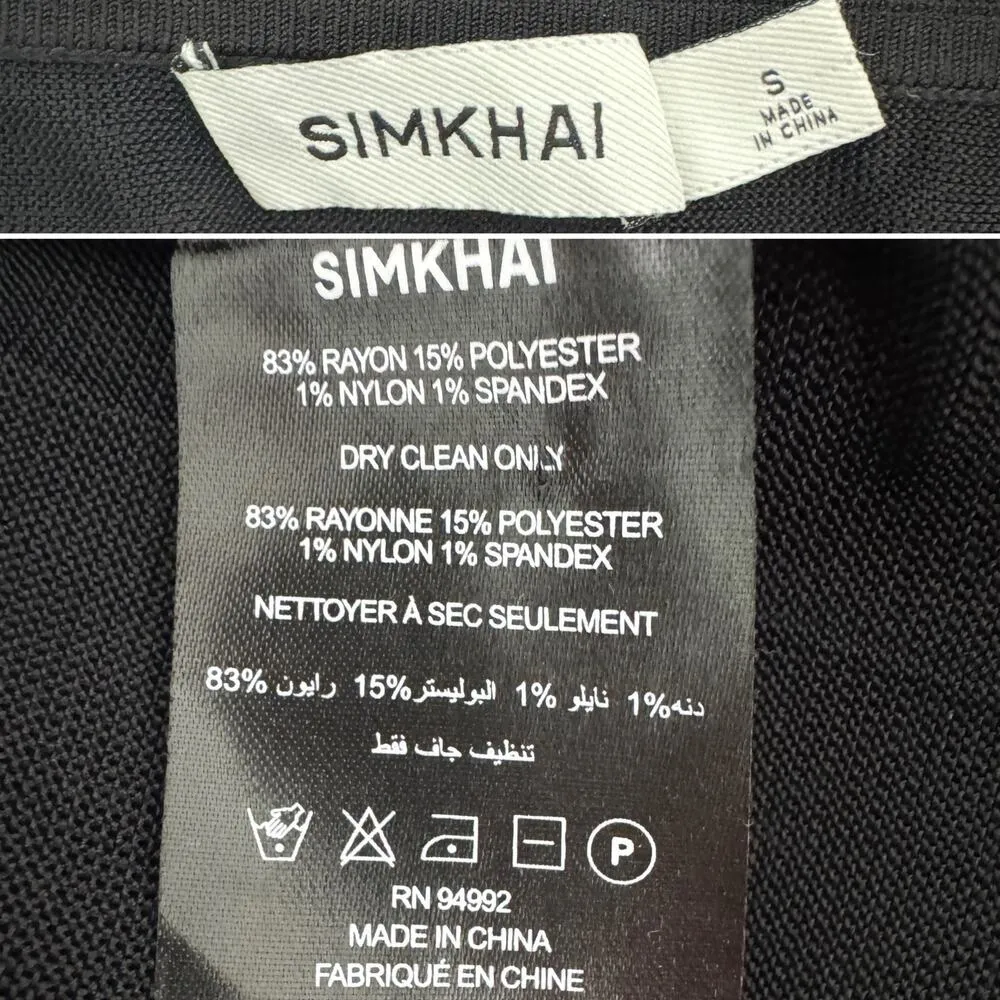 Jonathan Simkhai Filippa Lattice Fringed Skirt stretch black white size small S - Image 9