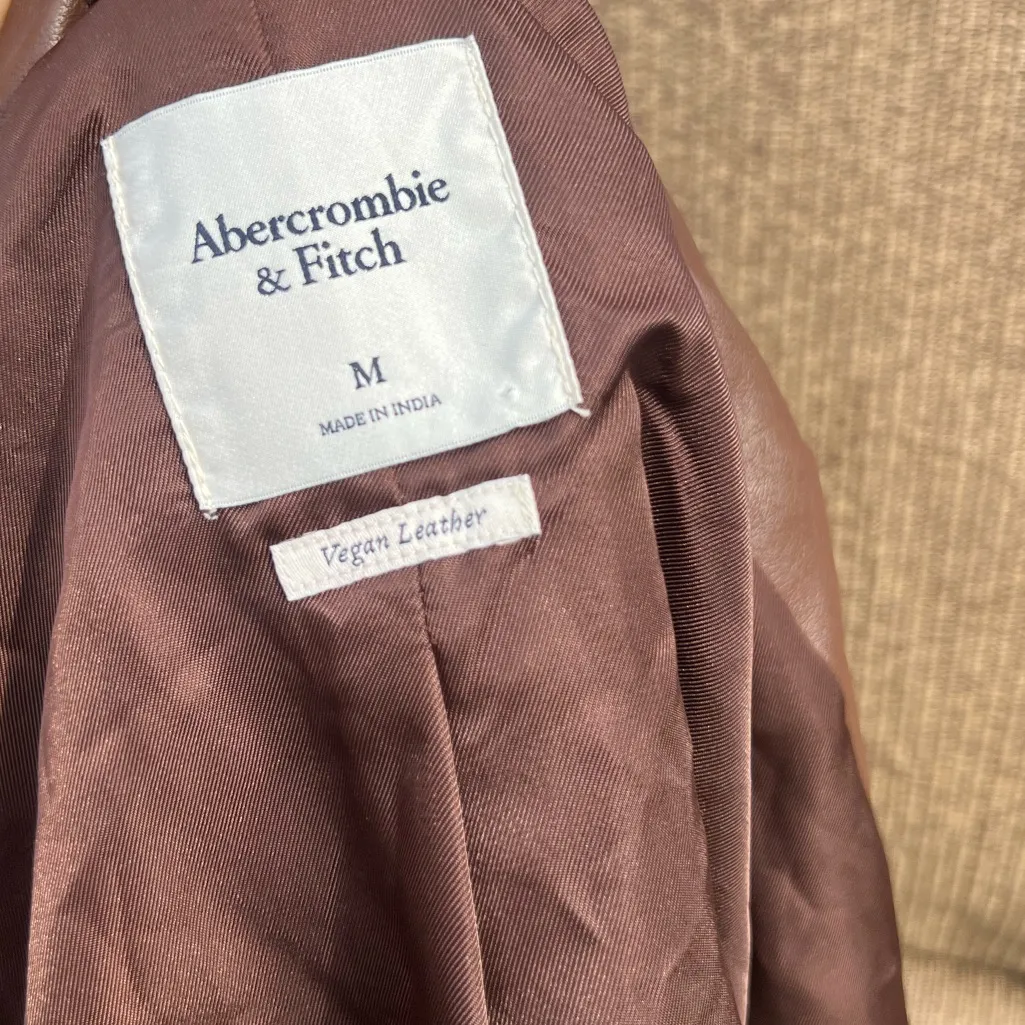 Abercrombie & Fitch Brown Vegan Leather Blazer Jacket Women’s Sz M - Image 15