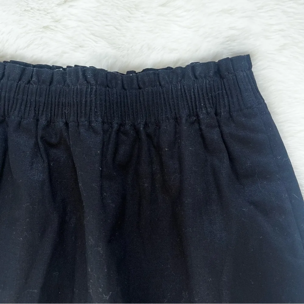 J. Crew Paper-bag Skirt Linen Black Scalloped Hem - Image 3