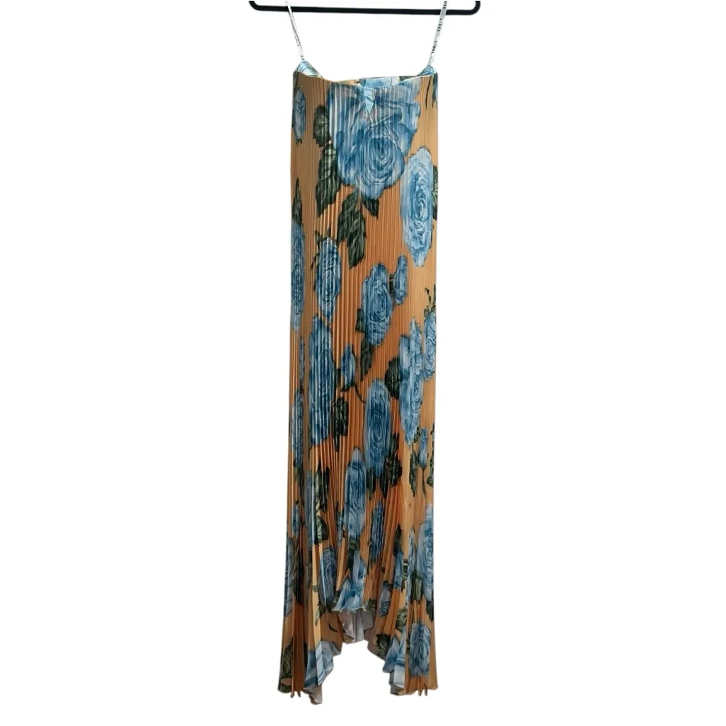 NEW NWT L’IDEE Black Tie Strapless Pleated Maxi Gown In Fleur Bleue Floral Print - Image 4